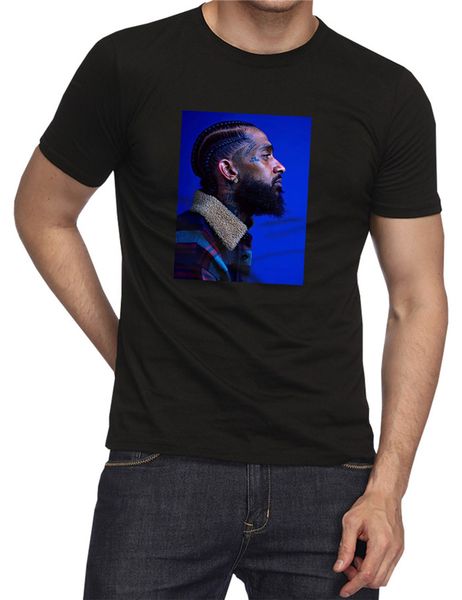 

Rapper Nipsey Hussle Souvenir Crenshaw Short Sleeve Fashion Designer Mens TShirts Plain Black Head Portrait Tshirt