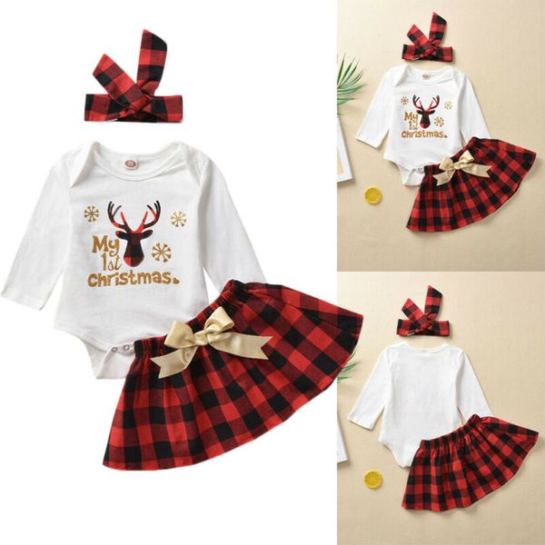 2pcs newborn baby girls my 1st printed christmas romper bodysuit + plaid tutu skirt outfits set, White
2pcs newborn baby girls my 1st printed christmas romper bodysuit + plaid tutu skirt outfits set, White