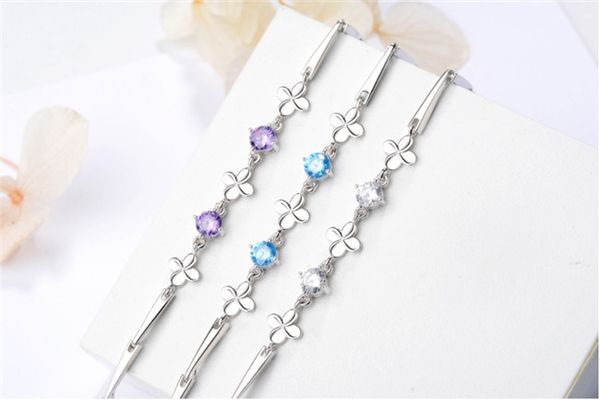 925 pure silver four-leaf clover bracelet japanese and korean version simple student bracelet birthday gift high carbon diamond necklace, Golden;silver
925 pure silver four-leaf clover bracelet japanese and korean version simple student bracelet birthday gift high carbon diamond necklace, Golden;silver