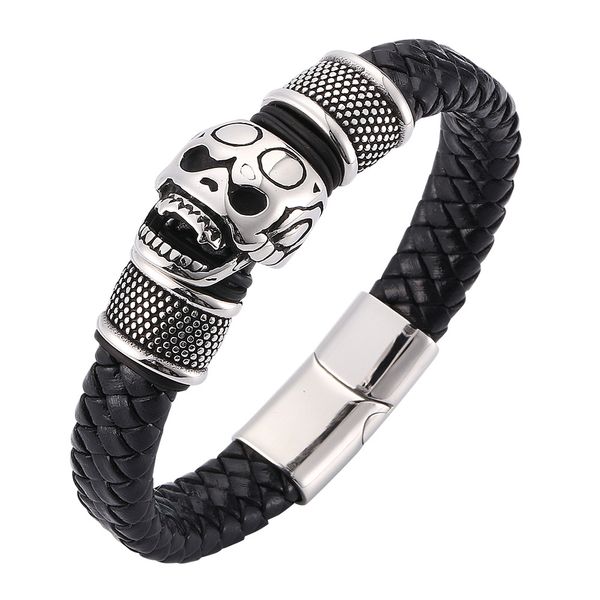 new skull leather bracelet titanium men's rope jewelry accessories simple and elegant delicate charm fashion vintage individual, Golden;silver
new skull leather bracelet titanium men's rope jewelry accessories simple and elegant delicate charm fashion vintage individual, Golden;silver
