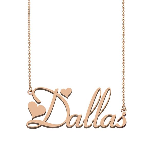 dallas custom name necklace personalized pendant for men boys birthday gift friends jewelry 18k gold plated stainless steel, Silver