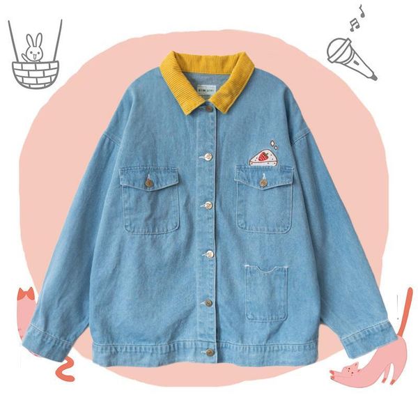 2020 новый клубничный торт патч вышивки cute turn воротник крупногабаритные с длинным рукавом джинсовой куртки y190826, Black;brown
2020 новый клубничный торт патч вышивки cute turn воротник крупногабаритные с длинным рукавом джинсовой куртки y190826, Black;brown