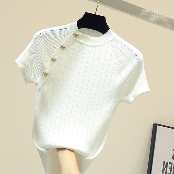 summer short sleeve thin knitted pullover button women summer solid casual korean pull femme jumper female tee shirt, White;black
summer short sleeve thin knitted pullover button women summer solid casual korean pull femme jumper female tee shirt, White;black