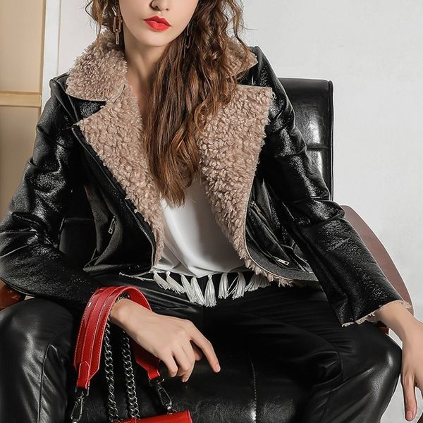 thicken leather jacket winter woman coat faux leather fur jackets casual warm zipper belt motorcycle jacket cool streetwear, Black
thicken leather jacket winter woman coat faux leather fur jackets casual warm zipper belt motorcycle jacket cool streetwear, Black