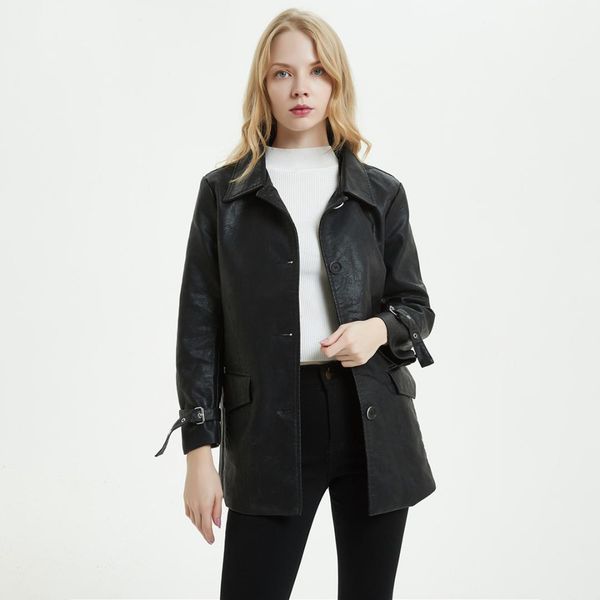 2019 winter autumn women long leather turn-down collar single-breasted sashes pu motorcycle vintage jacket black leather jackets
2019 winter autumn women long leather turn-down collar single-breasted sashes pu motorcycle vintage jacket black leather jackets