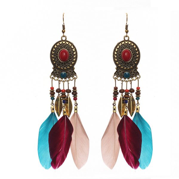 foreign style elliptical retro feather earrings long tassel ear ornaments creative european and american ear huan, Golden;silver
foreign style elliptical retro feather earrings long tassel ear ornaments creative european and american ear huan, Golden;silver