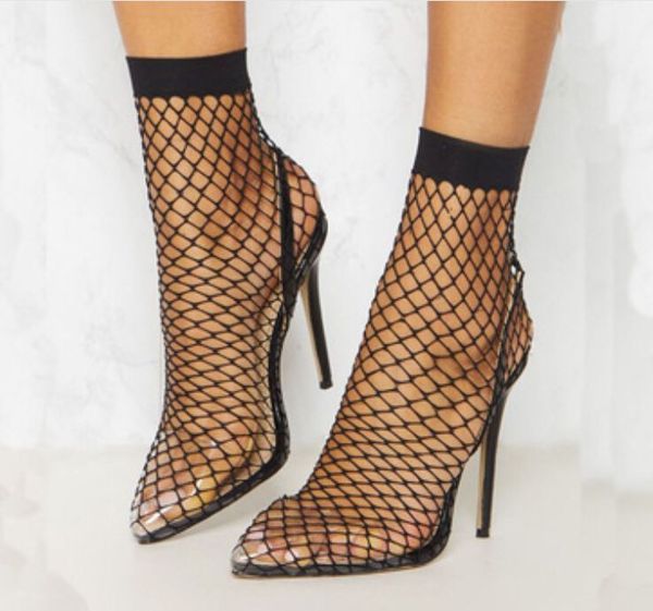 factory direct fishnet socks stiletto high heels women's fashion point toe hollow grid nightclub sandals, Black
factory direct fishnet socks stiletto high heels women's fashion point toe hollow grid nightclub sandals, Black