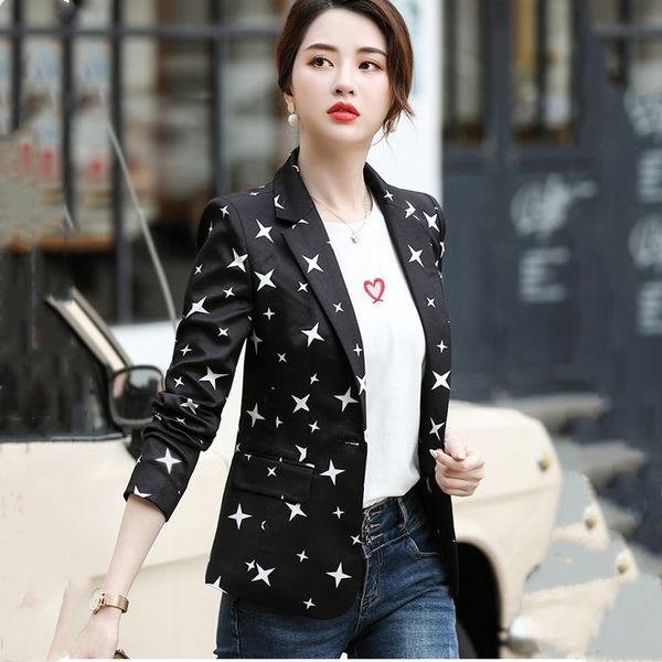 fashion casual women's printing elegant ladies office uniform style suit jacket 2019 autumn temperament professional small suit, White;black
fashion casual women's printing elegant ladies office uniform style suit jacket 2019 autumn temperament professional small suit, White;black