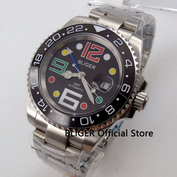 solid bliger 40mm black dial men's watch ceramic rotating bezel gmt function sapphire glass automatic movement date magnifier, Slivery;brown
solid bliger 40mm black dial men's watch ceramic rotating bezel gmt function sapphire glass automatic movement date magnifier, Slivery;brown