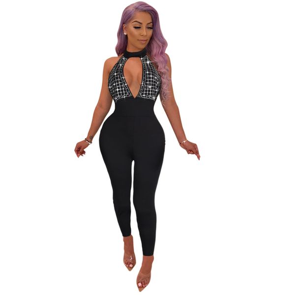 women bandage jumpsuits backless cutout halter skinny rompers night club party outfits female bodycon overalls, Black;white
women bandage jumpsuits backless cutout halter skinny rompers night club party outfits female bodycon overalls, Black;white