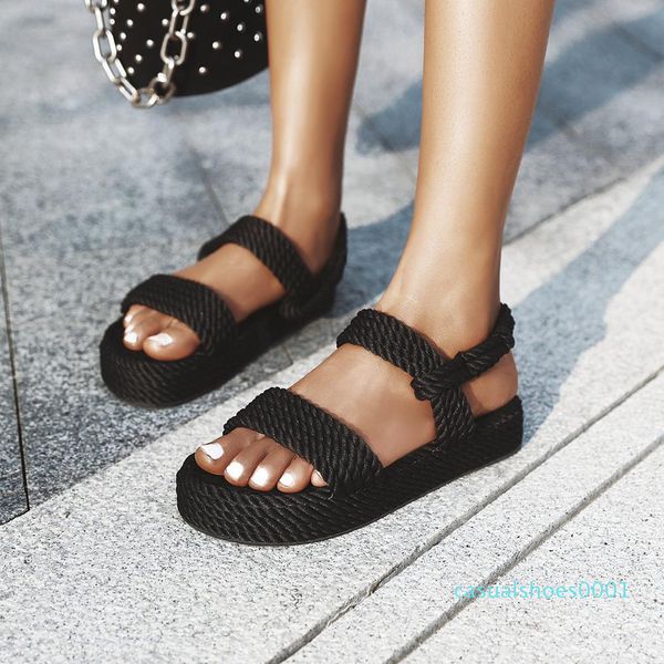 2020 new summer women flat sandals rope female beach shoes wedge shoes high heel comfortable platform sandals sandalia feminina c01, Black
2020 new summer women flat sandals rope female beach shoes wedge shoes high heel comfortable platform sandals sandalia feminina c01, Black