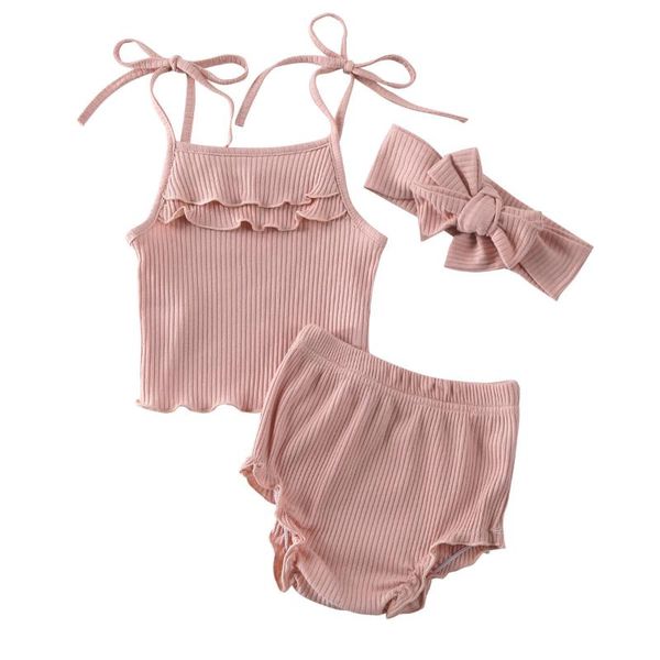 summer newborn baby girls knitted clothes cute casual sling strap vest shorts headband 3pcs sets infant pink outfits 0-24m, White
summer newborn baby girls knitted clothes cute casual sling strap vest shorts headband 3pcs sets infant pink outfits 0-24m, White