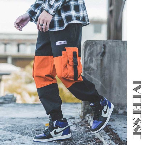 men's pants contrast color pockets cargo men knee length patchwork tactical trouser male fashion casual hip hop harem streetwear, Black
men's pants contrast color pockets cargo men knee length patchwork tactical trouser male fashion casual hip hop harem streetwear, Black