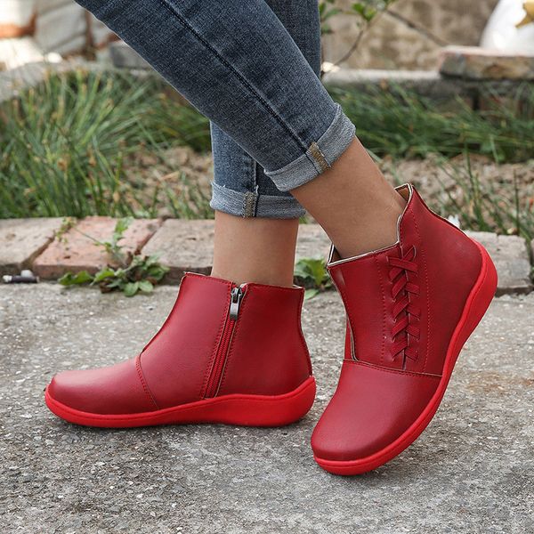 plus size autumn winter retro women boots fashion genuine leather ankle boots zapatos de mujer wram botas flat heel woman, Black
plus size autumn winter retro women boots fashion genuine leather ankle boots zapatos de mujer wram botas flat heel woman, Black
