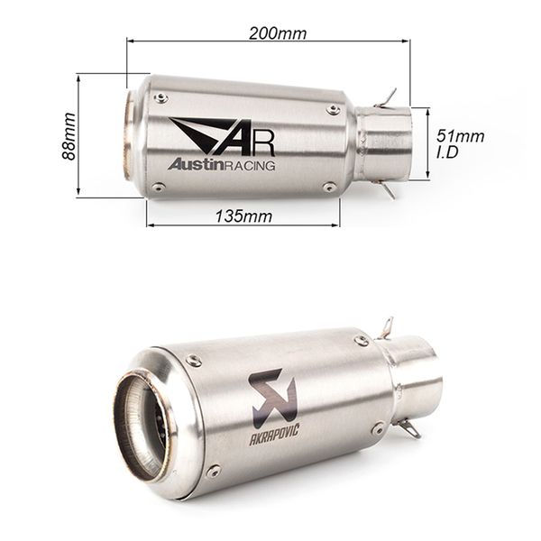 universal 51mm exhaust muffler pipe motorcycle stainless steel tail escape with removable db killer for ar cb1300 z800 zx6r er6n
universal 51mm exhaust muffler pipe motorcycle stainless steel tail escape with removable db killer for ar cb1300 z800 zx6r er6n