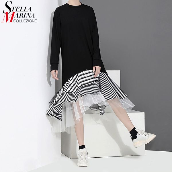 new 2019 women autumn black trumpet dress patchwork ruffle striped hem long sleeve stylish lady cute midi casual dress robe 2048, Black;gray
new 2019 women autumn black trumpet dress patchwork ruffle striped hem long sleeve stylish lady cute midi casual dress robe 2048, Black;gray