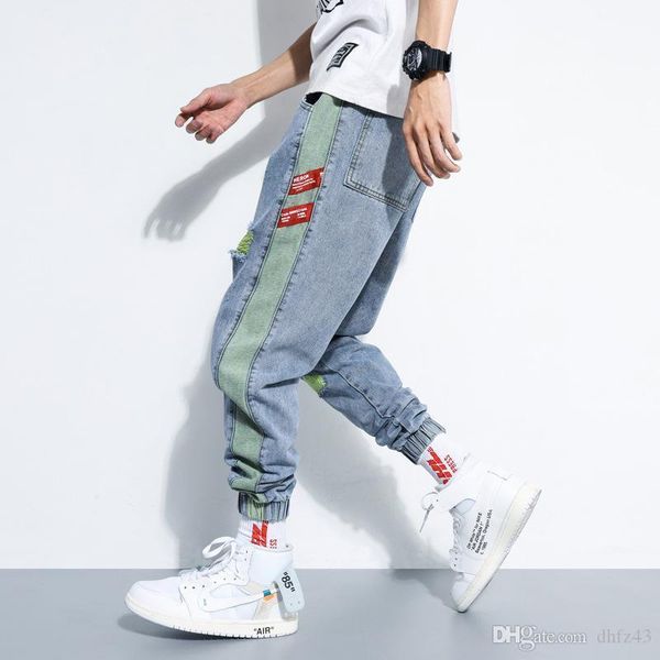 36 season 2020 jeans men's hole-piercing harlan pants loose fashion brand ins nine points radish pants men, Blue
36 season 2020 jeans men's hole-piercing harlan pants loose fashion brand ins nine points radish pants men, Blue