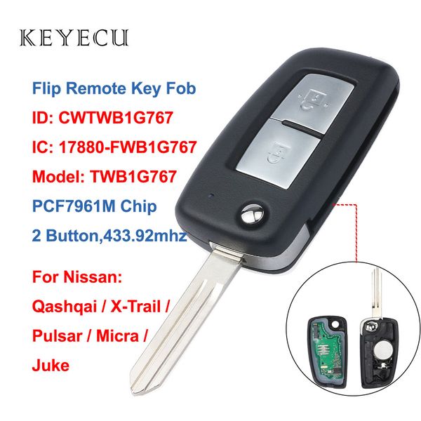 keyecu 2 buttons flip car remote key fob 433.92mhz pcf7961m chip for qashqai,x-trail,pulsar,micra,juke, cwtwb1g767
keyecu 2 buttons flip car remote key fob 433.92mhz pcf7961m chip for qashqai,x-trail,pulsar,micra,juke, cwtwb1g767