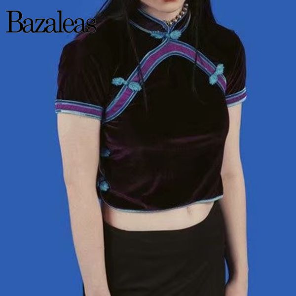 bazaleas fashion blue patchwork women t-shirt harajuku cropped tshirt streetwear black velvet short sleeve shirts, White
bazaleas fashion blue patchwork women t-shirt harajuku cropped tshirt streetwear black velvet short sleeve shirts, White