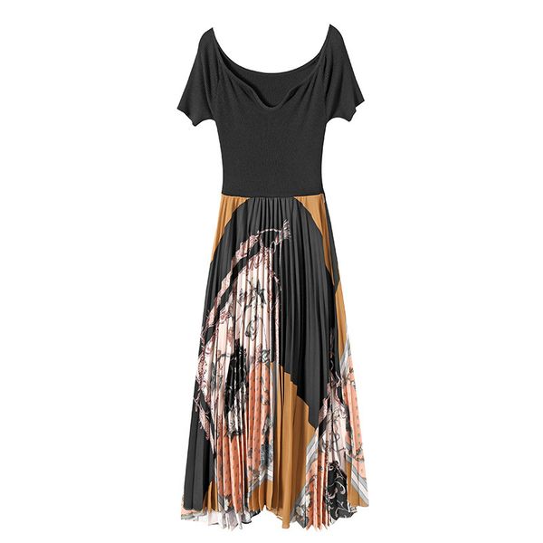 casual elegant knitted dresses for women summer patchwork knitting casual pleated dress woman printted vintage dress summer 2020, Black;gray
casual elegant knitted dresses for women summer patchwork knitting casual pleated dress woman printted vintage dress summer 2020, Black;gray