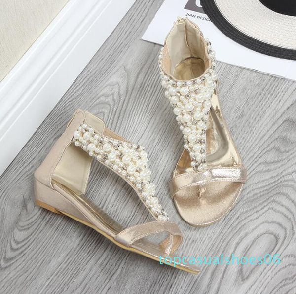 summer 2020 new styles european and american fashion pearl wedge sandals bohemian mid-heels for women t06, Black
summer 2020 new styles european and american fashion pearl wedge sandals bohemian mid-heels for women t06, Black