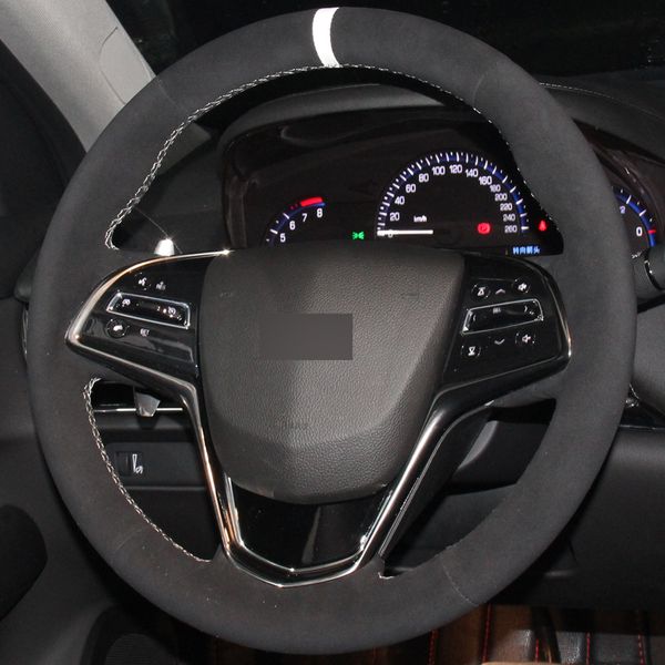 black suede white marker diy hand-stitched car steering wheel cover for cadillac ats 2013-2015 cts 2014-2
black suede white marker diy hand-stitched car steering wheel cover for cadillac ats 2013-2015 cts 2014-2