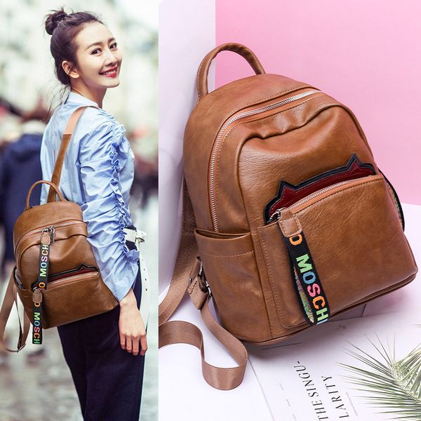 backpack female 2018 new fashion retro pu waterproof backpack korean version of the tide large capacity travel bag
backpack female 2018 new fashion retro pu waterproof backpack korean version of the tide large capacity travel bag