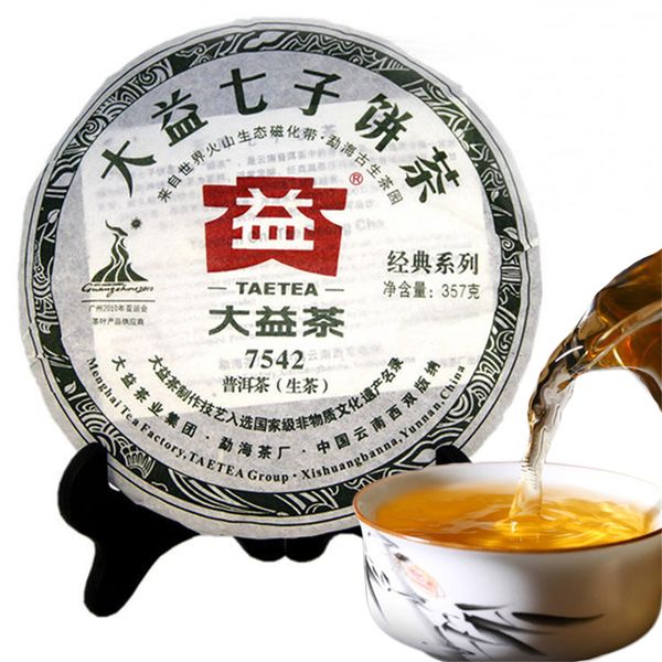 

357g old pu-erh tea cakes yunnan dayi 7542 raw puerh green tea chinese pu erh tae healthy vert food preferred