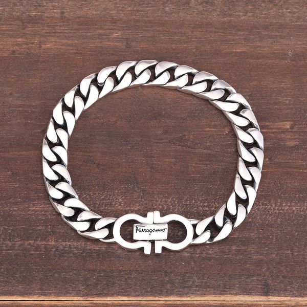 925 pure silver popular logo bracelet simple european and american personality joker whip silver bracelet retro kka4792, White
925 pure silver popular logo bracelet simple european and american personality joker whip silver bracelet retro kka4792, White
