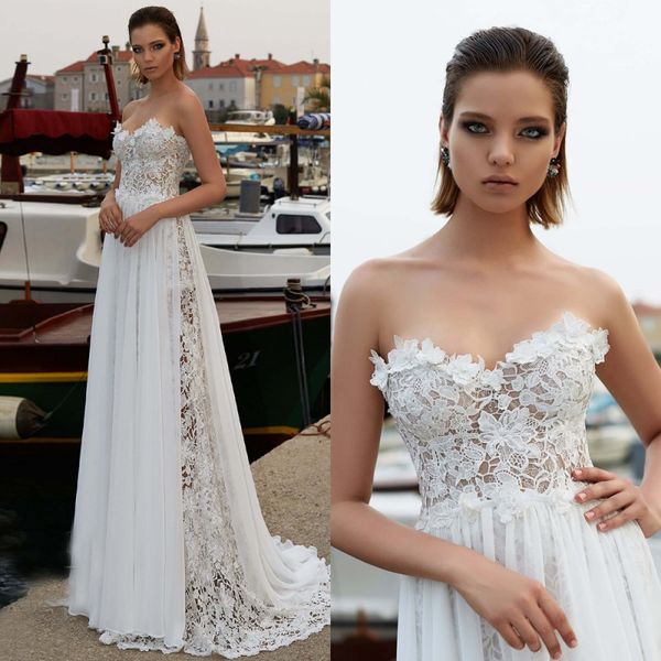 boho mermaid wedding dress strapless lace sleeveless beach bride dress with flower detachable chiffon wedding gown floor length, White
boho mermaid wedding dress strapless lace sleeveless beach bride dress with flower detachable chiffon wedding gown floor length, White