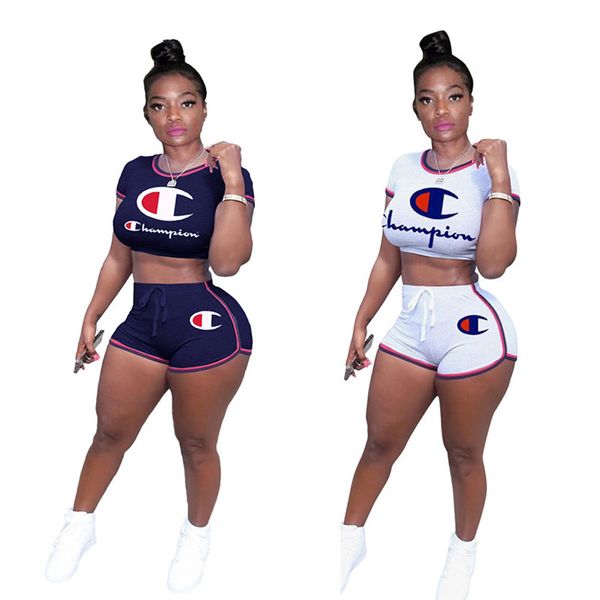 champions summer women brand two piece set short sleeve outfits crop tshirt+shorts casual sportswear letter sweatsuits jogging suit 919, Black;gray
champions summer women brand two piece set short sleeve outfits crop tshirt+shorts casual sportswear letter sweatsuits jogging suit 919, Black;gray