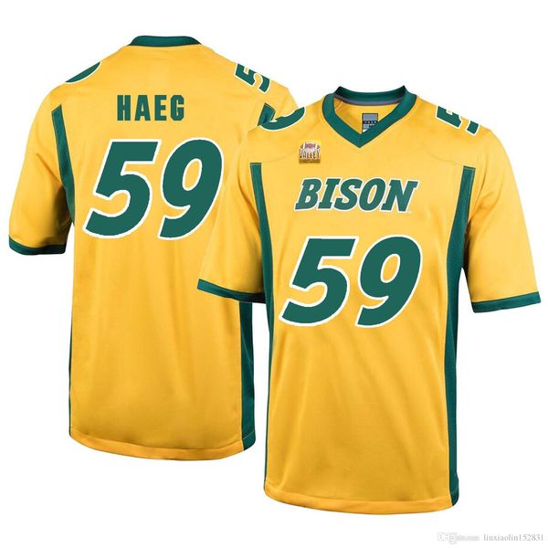 joe haeg stitched mens north dakota state bison ramon humber kyle emanuel white yellow green ncaa college jersey, Black
