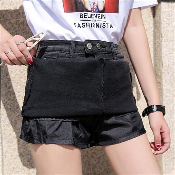 2020 summer women's new denim skirt high waist a-pack hip skirt anti-glare, Black 
2020 summer women's new denim skirt high waist a-pack hip skirt anti-glare, Black