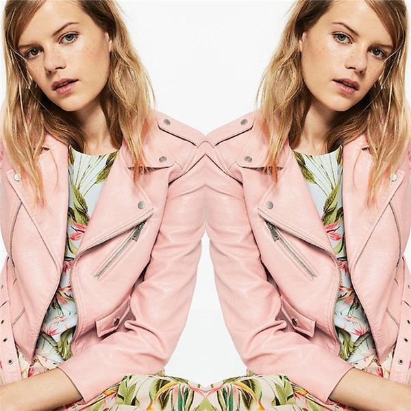 autumn women leather jackets fashion lapel neck zipper fly coats casual solid color women outerwear with button women clothing, Black;brown 
autumn women leather jackets fashion lapel neck zipper fly coats casual solid color women outerwear with button women clothing, Black;brown