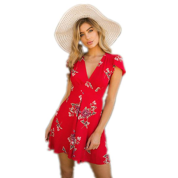 Summer Women Short Sleeve Dress Casual Party Evening Short Dress Deep V -Neck Mini Size S-XL
Summer Women Short Sleeve Dress Casual Party Evening Short Dress Deep V -Neck Mini Size S-XL
