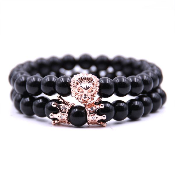 8mm bright black stone bead bracelets lion head and double crown charm bracelet couple bangle for men women 2pcs/set vintage jewelry gift
8mm bright black stone bead bracelets lion head and double crown charm bracelet couple bangle for men women 2pcs/set vintage jewelry gift