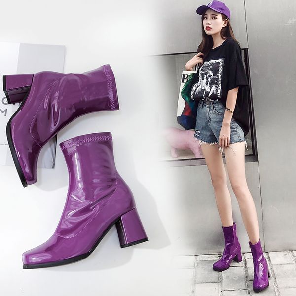 2020 european and american new fashion patent leather riding boots trend versatile comfortable women's single boots, Black
2020 european and american new fashion patent leather riding boots trend versatile comfortable women's single boots, Black