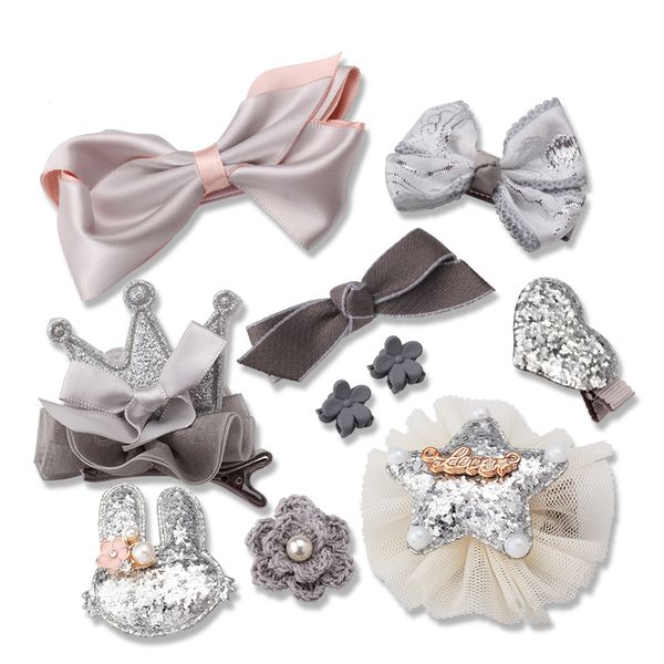 h mism 10 pcs hair clip set cute crown bowknot kind hairpin flower star girls hair accessories headwear headband hairgrip, Slivery;white
h mism 10 pcs hair clip set cute crown bowknot kind hairpin flower star girls hair accessories headwear headband hairgrip, Slivery;white