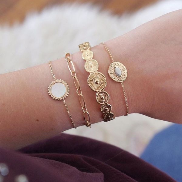 scandinavian style sun flower inlaid bracelet set with hammered chain simple dripping oil bracelet 4-piece set for women, Black
scandinavian style sun flower inlaid bracelet set with hammered chain simple dripping oil bracelet 4-piece set for women, Black