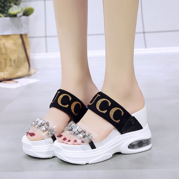10cm/3.9" height shoes woman fashion wedge sandals thick bottom slides chunky slippers y200405, Black
10cm/3.9" height shoes woman fashion wedge sandals thick bottom slides chunky slippers y200405, Black