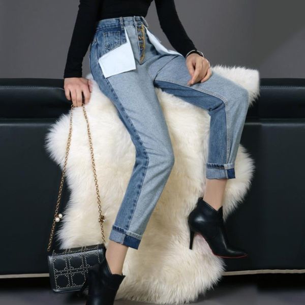 denim trousers for women high waist hit colors patchwork pockets ankle length jeans female spring casual, Blue
denim trousers for women high waist hit colors patchwork pockets ankle length jeans female spring casual, Blue