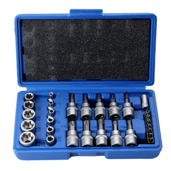 29pcs/set vanadium steel sleeve socket set & bit male female e&t sockets with torx bit tool screwdriver socket set
29pcs/set vanadium steel sleeve socket set & bit male female e&t sockets with torx bit tool screwdriver socket set