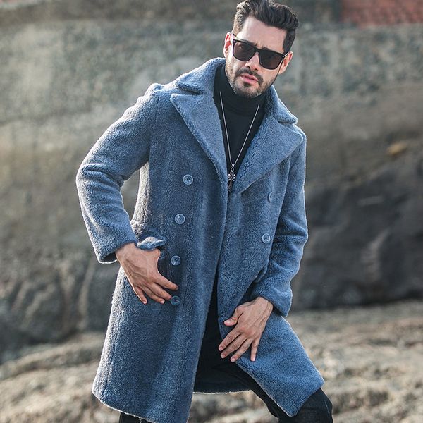 2018 new lamb cashmere men's long suit collar double-sided fur coat thicker windbreaker, Black
2018 new lamb cashmere men's long suit collar double-sided fur coat thicker windbreaker, Black