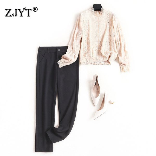 2020 new spring lady office pants 2piece set elegant designer long sleeve lace and pants suit matching set, White
2020 new spring lady office pants 2piece set elegant designer long sleeve lace and pants suit matching set, White