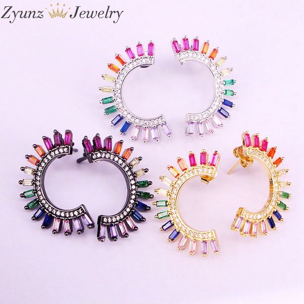 5pairs, rainbow cz zirconia micro pave half round stud earring fashion charm jewelry sparking bling cz cubic zirconia studs, Golden;silver
5pairs, rainbow cz zirconia micro pave half round stud earring fashion charm jewelry sparking bling cz cubic zirconia studs, Golden;silver
