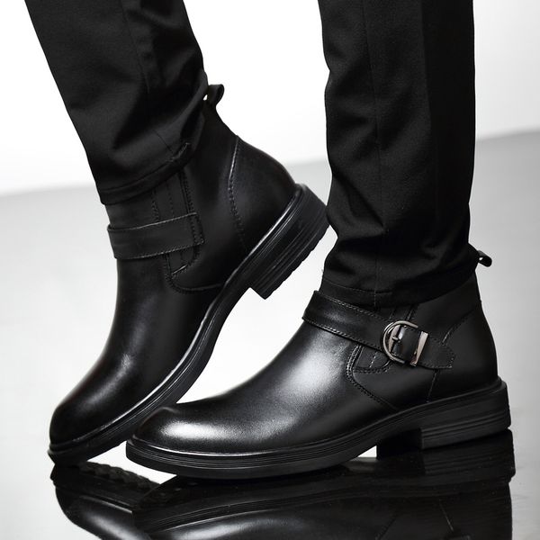 men winter plus velvet warm cotton-padded shoes casual leather shoes men's fashion genuine leather british-style hi, Black
men winter plus velvet warm cotton-padded shoes casual leather shoes men's fashion genuine leather british-style hi, Black