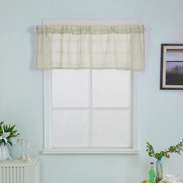 yarn rod pocket sheer curtain valance for kitchen bathroom
