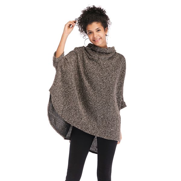 2019 women autumn knitted sweater cloak coat solid loose pullovers irregular bat sleeve hem cape cloak trutleneck sweater femme, Black
2019 women autumn knitted sweater cloak coat solid loose pullovers irregular bat sleeve hem cape cloak trutleneck sweater femme, Black