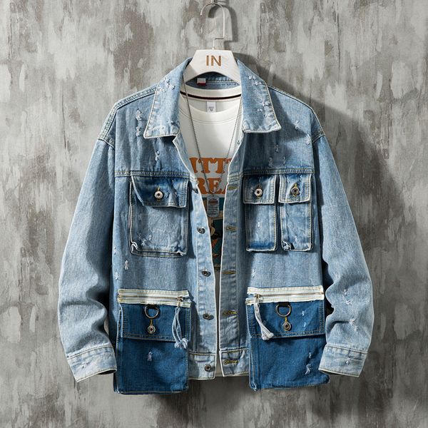 autumn new denim jacket men fashion wash casual multi-pocket tooling denim jacket man streetwear hip hop loose bomber, Black;brown
autumn new denim jacket men fashion wash casual multi-pocket tooling denim jacket man streetwear hip hop loose bomber, Black;brown
