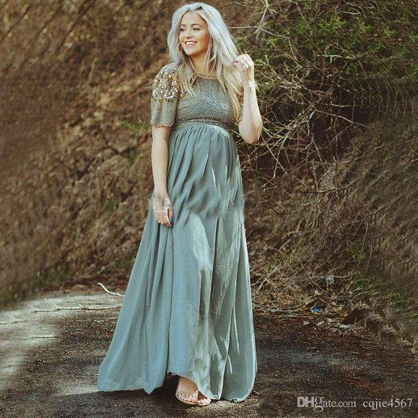 for pregnant women a line short sleeves formal evening gowns with beaded jewel prom gowns 2019 new long chiffon evening dresses, Black;red
for pregnant women a line short sleeves formal evening gowns with beaded jewel prom gowns 2019 new long chiffon evening dresses, Black;red